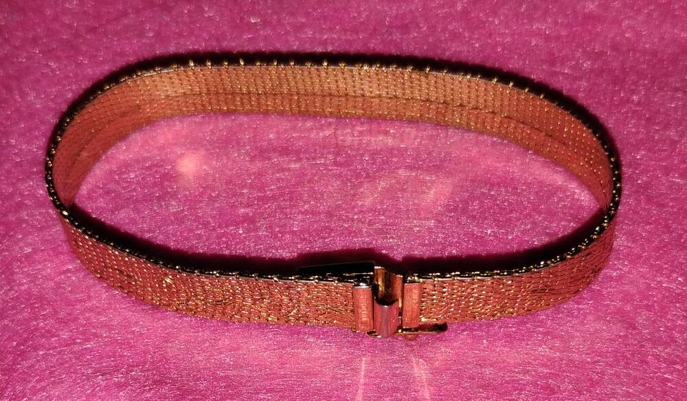 Vintage Monet Rose Floral Gold Tone Mesh Bracelet 7" Safety Clasp